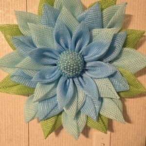 Blue and Green Wall Decor Flower Art
